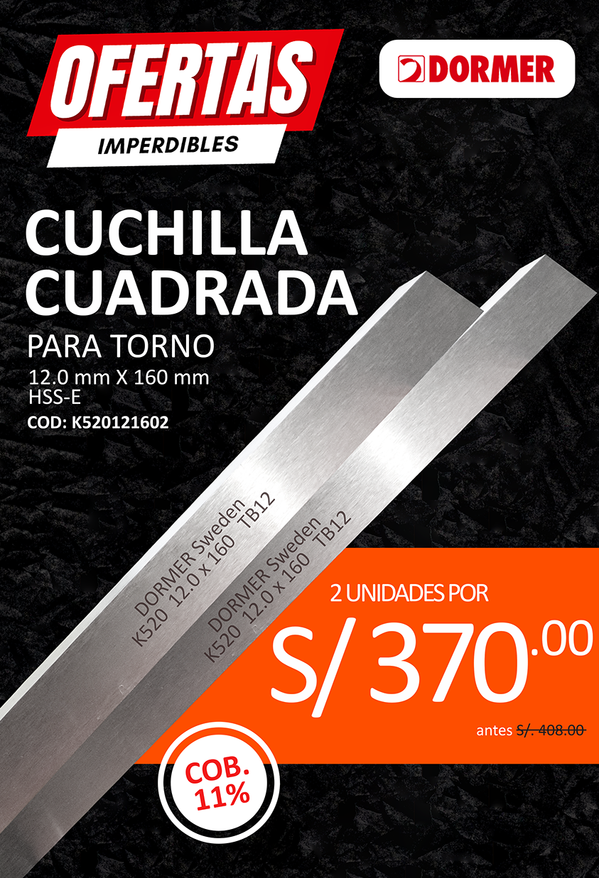 PACK X2 CUCHILLA CUADRADA 12X160MM HSS-E CO11% K520 DORMER